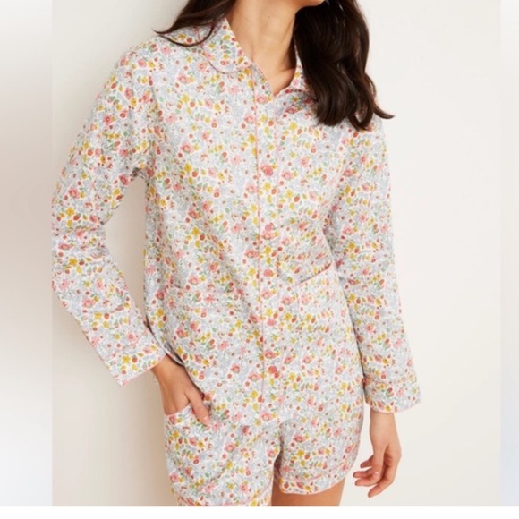 Lake Pajamas Poplin Piped Shorts Set in Elizabeth Floral